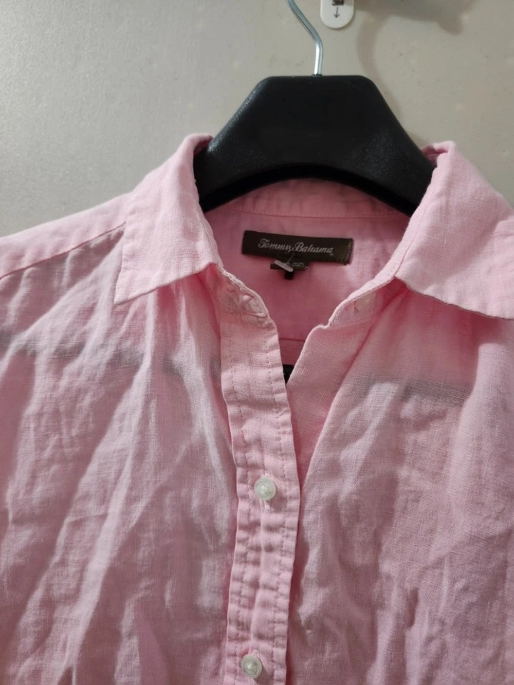 Tommy Bahama Light Pink Linen Short Sleeve Button-Down Shirt - Picture 6 of 7